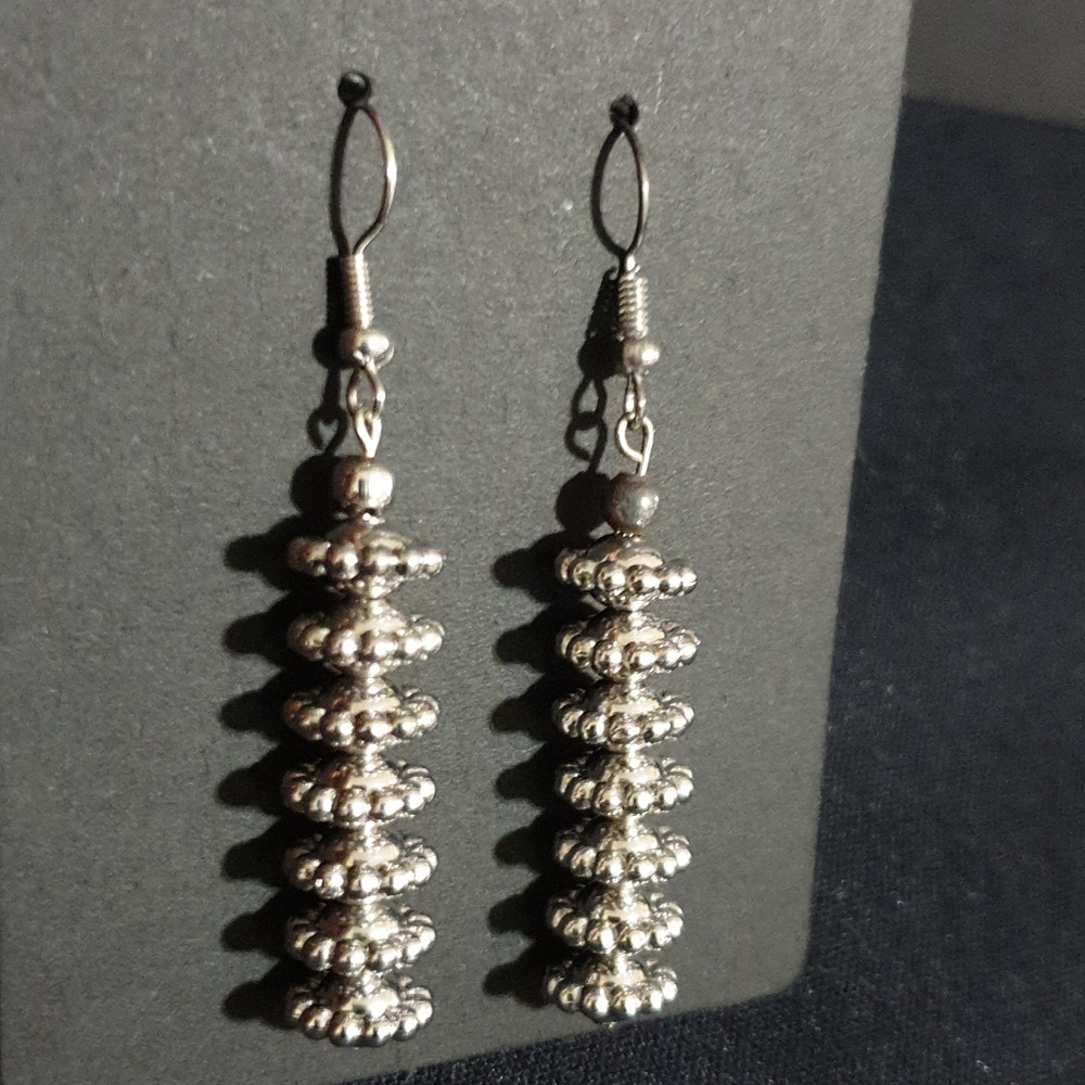 Handmade 7 tier silver earrings